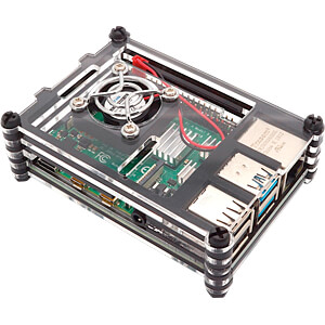 RPI CASE STACKBT: Case Raspberry Pi 4 with fan, stackable, transparent at reichelt elektronik