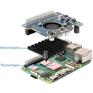 Waveshare Raspberry Pi Shield WAVESHARE Raspberry Pi - PoE Shield for Raspberry 5B | Power supply at ...
