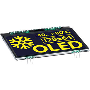 Graphic OLED, 128x64, 2.9 inch, yellow, incl. protective glass ELECTRONIC ASSEMBLY EA OLEDL128-6GGA