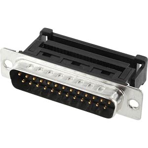 HARTING D-Sub D-Sub-Gehäuse gewinkelt, 25-polig, D: D-Sub-Gehäuse Zugentlastung, Silber, Größe B, aus Metall HARTING D-Sub D-Sub-Gehäuse gewinkelt, 25-polig, D: D-Sub-Gehäuse Zugentlastung, Silber, Größe B, aus Metall