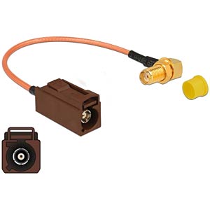 DELOCK 89684 - HF Antennenkabel FAKRA F Buchse > SMA Buchse 90° zum Einbau RG-3