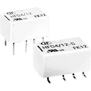 Subminiature signal relay, 12 V DC, 2 A, 2 changeover contacts HONGFA HFD4/12
