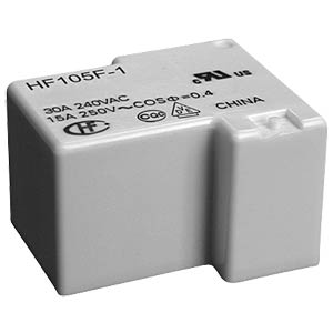 Leistungsrelais, 12V, 1 Wechsler, 20/10A, RT III HONGFA HF105-1/012DT-1ZST Leistungsrelais, 12V, 1 Wechsler, 20/10A, RT III HONGFA HF105-1/012DT-1ZST