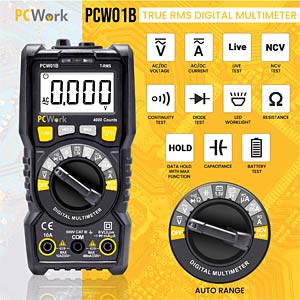 PCW 01B: PCW01B multimeter, digital, 4000 counts, TRMS, AC - DC, NCV at ...