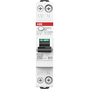 FI/LS Schalter RCBO 2-polig 6A 30mA Typ A – Kombischalter Für Fehlerstrom- & Leitungsschutz, Grau