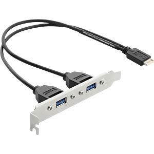 Type E Key DELOCK USB Type-E Key B male to 2 x USB 5 Gbps Type-A female with slot ...