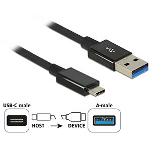 Delock USB 3.1 Gen 2 Kabel – Typ-A Auf USB-C, 0,5 M, Schwarz, 10 Gbps