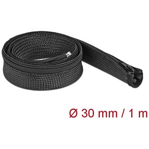 DELOCK 19165 - Geflechtschlauch mit Reißverschluss 1 m x 30 mm schwarz
