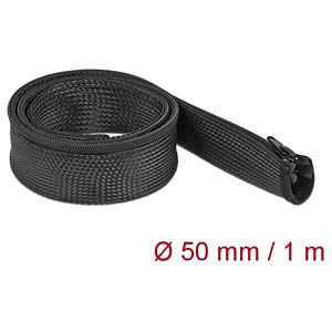 DELOCK 19166 - Geflechtschlauch mit Reißverschluss 1 m x 50 mm schwarz