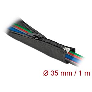 DELOCK 19218 - Gewebeschlauch mit Reißverschluss 1 m x 35 mm schwarz
