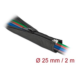 DELOCK 19219 - Gewebeschlauch mit Reißverschluss 2 m x 25 mm schwarz