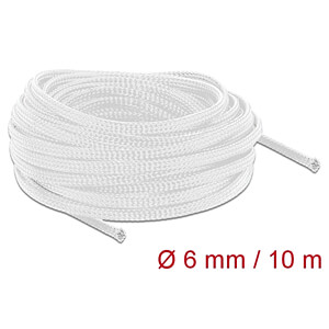 DELOCK 20693 - Geflechtschlauch dehnbar 10 m x 6 mm weiß