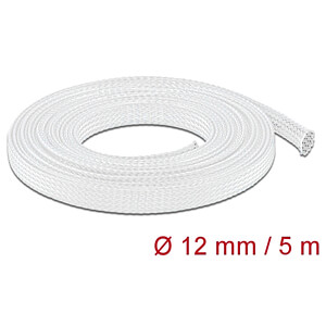 DELOCK 20694 - Geflechtschlauch dehnbar 5 m x 12 mm weiß
