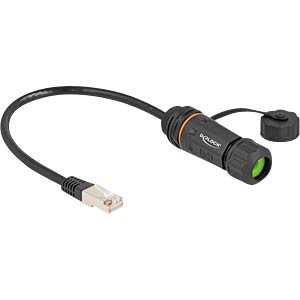 DELOCK 88147: RJ45 Einbauadapter, Stecker - Buchse, Cat.6a, 25 cm 