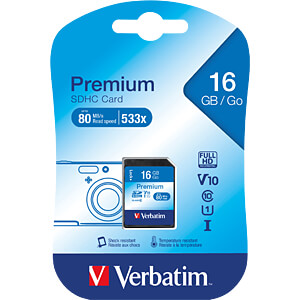 SDHC-Speicherkarte 16GB, Verbatim Class 10 - U1 VERBATIM 43962