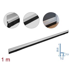 DELOCK 66649 - Bürstenstreifen 20 mm mit Alu-Profil gerade - Länge 1 m