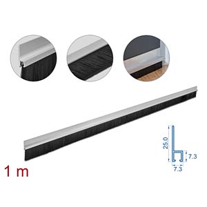 DELOCK 66651 - Bürstenstreifen 40 mm mit Alu-Profil gerade - Länge 1 m