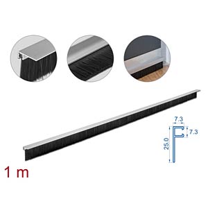 DELOCK 66652 - Bürstenstreifen 40 mm mit Alu-Profil gewinkelt - Länge 1 m