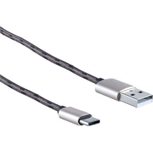 SHVP BS1450077 - USB-A-Stecker > USB TypC Stecker Nylon braun 0,3