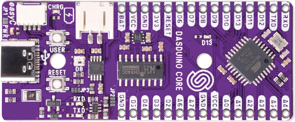 DASDUINO CORE MH - Dasduino CORE, Arduino IDE, ATmega328, USB-C, mit Stiftleiste