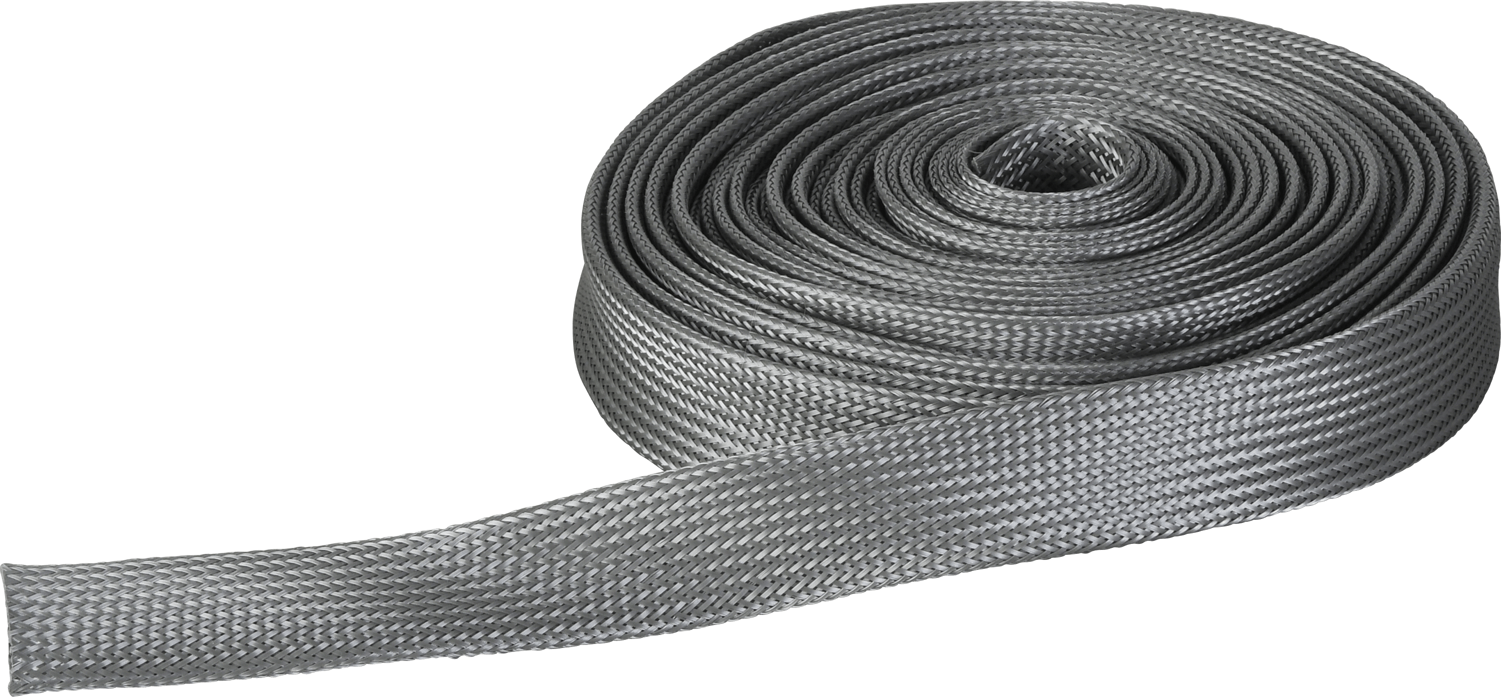 Plastic braided cable sleeve, Ø 30 mm, grey, 10 m