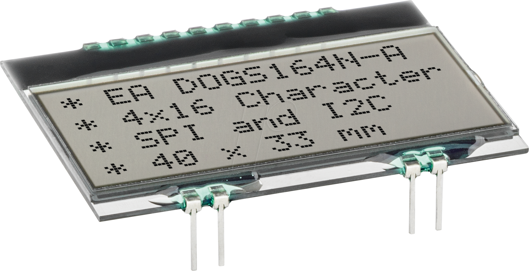 EA DOGS164N-A - LCD-DOG-Textmodul, 4x16 Zeichen, H 3,2mm, 40x33 mm, schwarz