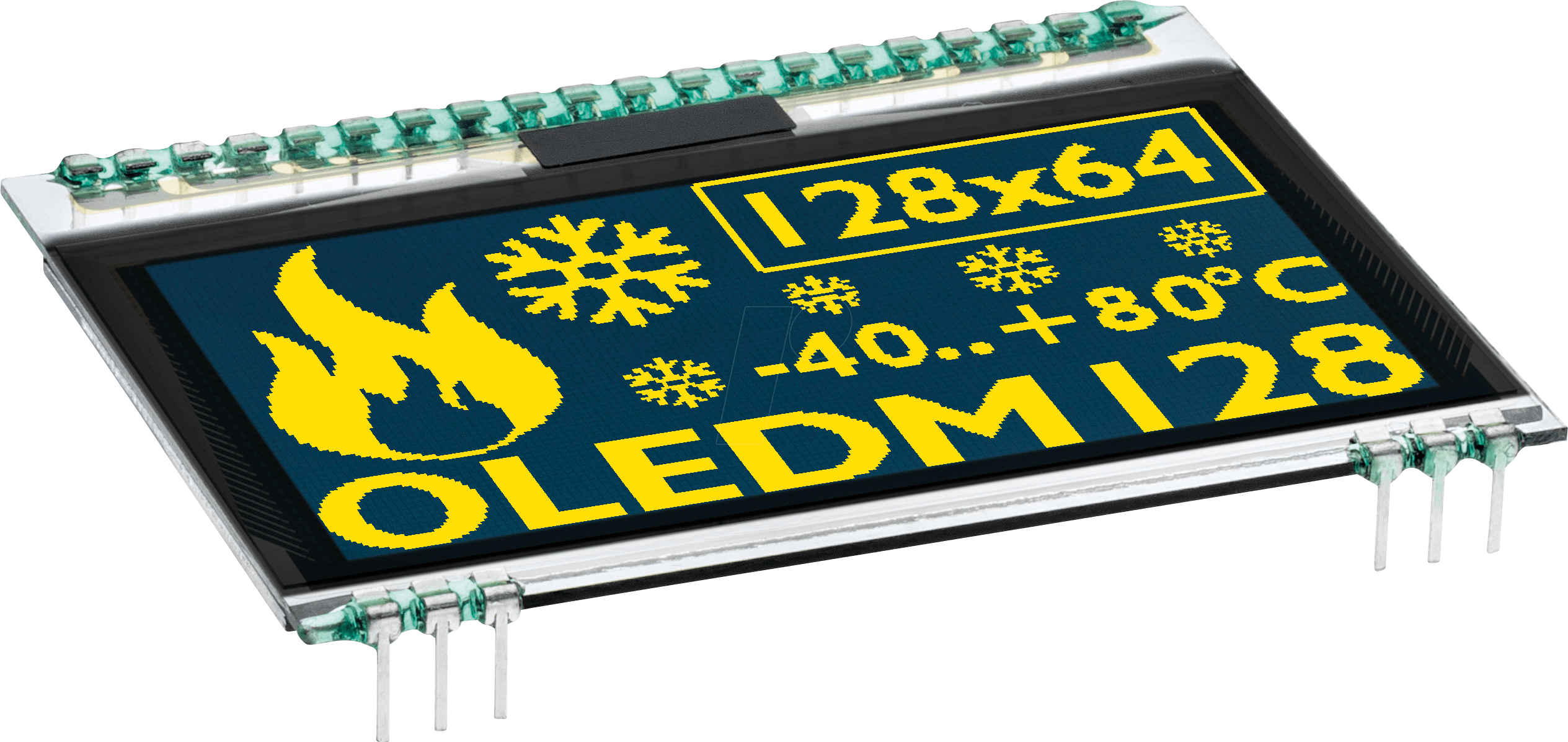 EA OLEDM128-6GGA - Grafik-OLED, 128x64, 2,3 Zoll, gelb, inkl. Schutzglas