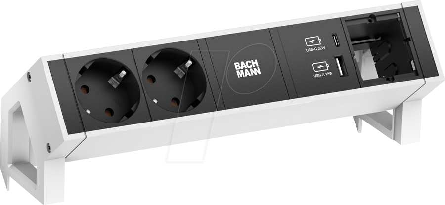 4057298083839 - BACH 902935 - 2xSchutzkontakt USB A&C USB Charger 22W 1xABD 02m GST18 weiss