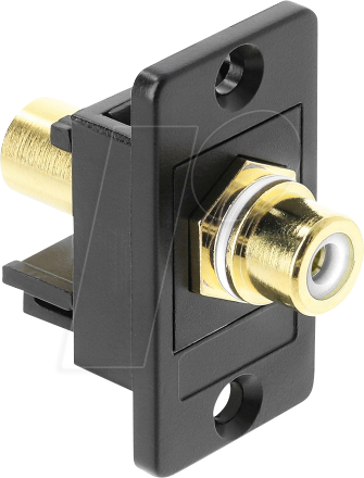 4043619911158 - DELOCK 91115 - Panel Mount Cinch Buchse zu Cinch Buchse vergoldet weiß   schwar