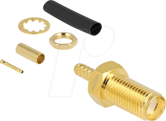 4043619917853 - DELOCK 91785 - SMA Buchse zum Crimpen RG-174   RG-316 mit passendem Schrumpfsch