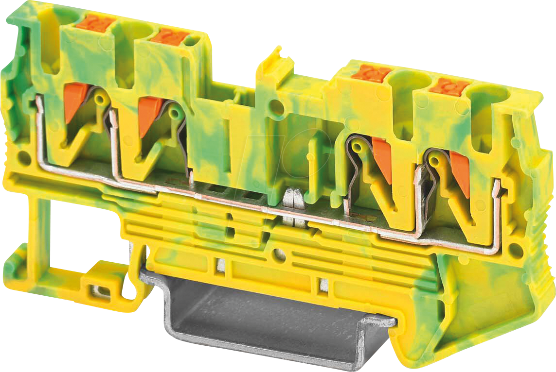 PT 2,5 QUAT PE - Schutzleiter-Reihenklemme, PT 2,5-Quattro grün-geln