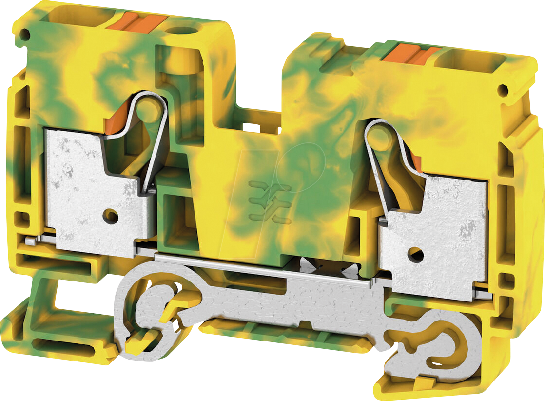 Durchgangs-Reihenklemme, PUSH IN, 10 mm², 1000 V, Anzahl Anschlüsse: 2, TS 35, grün/gelb (25 ST)