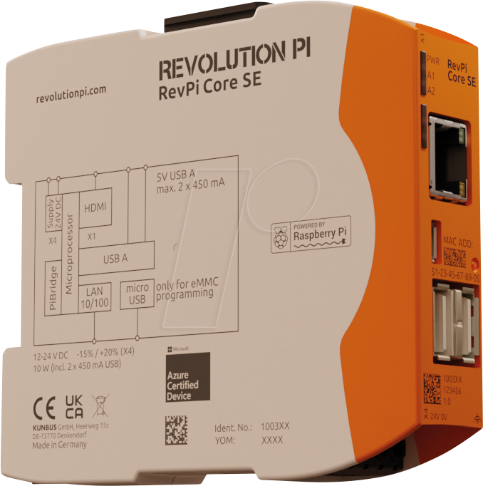 4260498391813 - - Revolution Pi by Kunbus RevPi Core se 8 gb PR100365 SPS-Steuerungsmodul 24 v dc