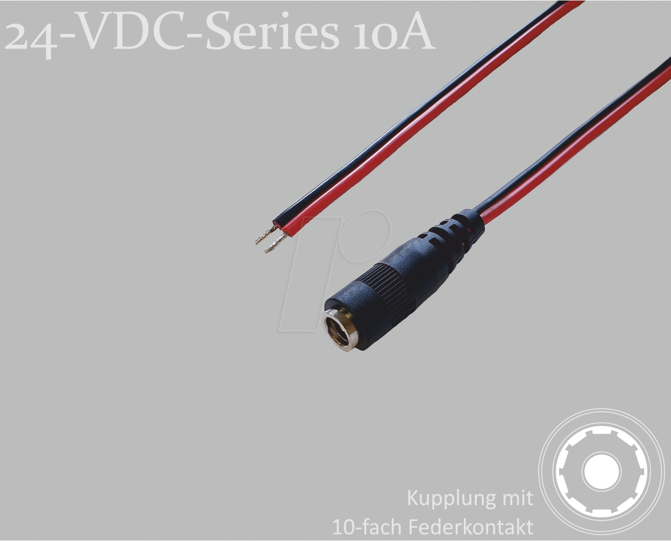 BKL 075904 - Adapterkabel, Kupplung, 1500 mm, 2,1 mm, 24 V DC, 10 A