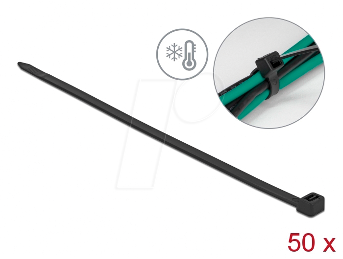 4043619192281 - DELOCK 19228 - Kabelbinder kälteresistent L 380 x B 76 mm schwarz 50 Stück