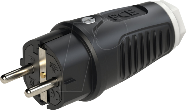 TAUR2 0512-SW - Vollgummi-Stecker Taurus2, Typ F - CEE 7/4, schwarz/weiß