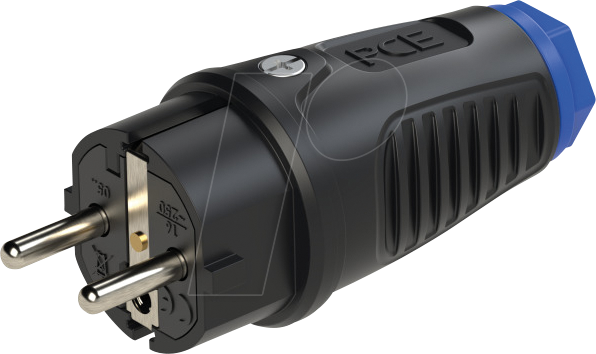 TAUR2 0522-SB - Vollgummi-Stecker Taurus2, Typ EF - CEE 7/7, schwarz/blau