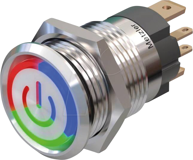 P25-RF-RGB 15A - Drucktaster zum Einbau 25 mm, LED RGB, Edelstahl
