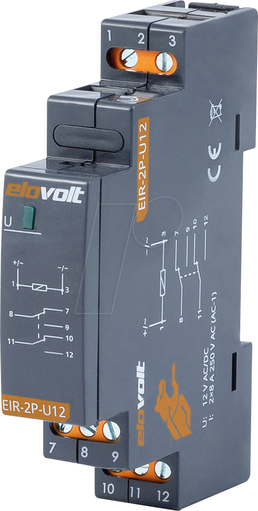 ELO EIR-2P-U12 - Schaltrelais 2 Wechsler 2x 8A 12V AC/DC