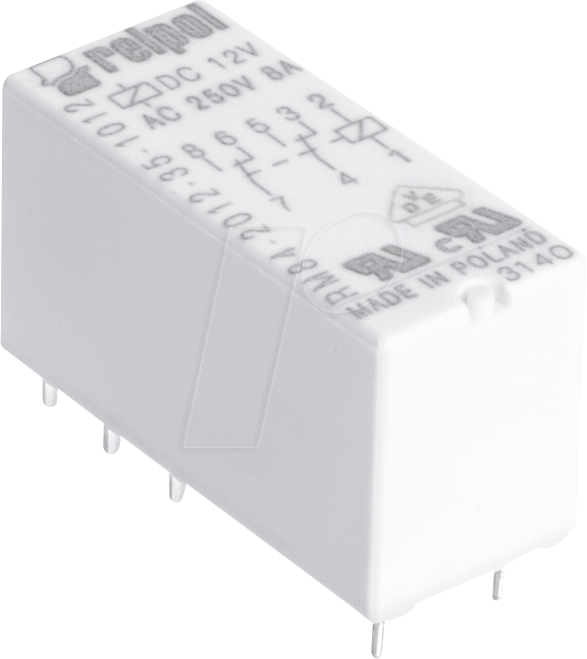 RPL RM84 12DC 8A - Leistungsrelais monostabil, THT, 12 V DC, 8 A, 2 Wechsler (CO)