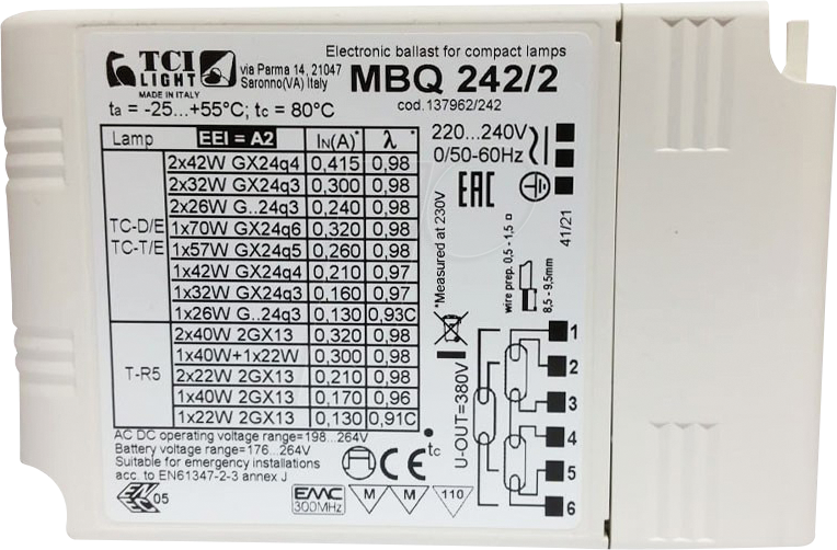 8010703100251 - 137962 242 - Vorschaltgerät für Mehrlampensysteme 2 x 42 W