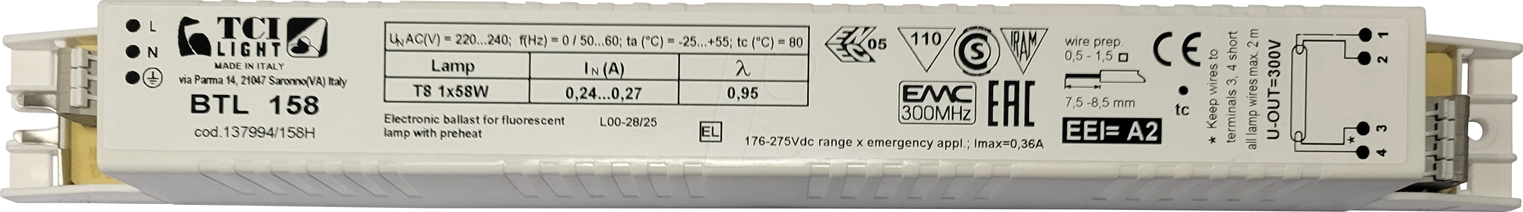 8010703101807 - 137994 158H - Vorschaltgerät für Mehrlampensysteme 1 x 58 W