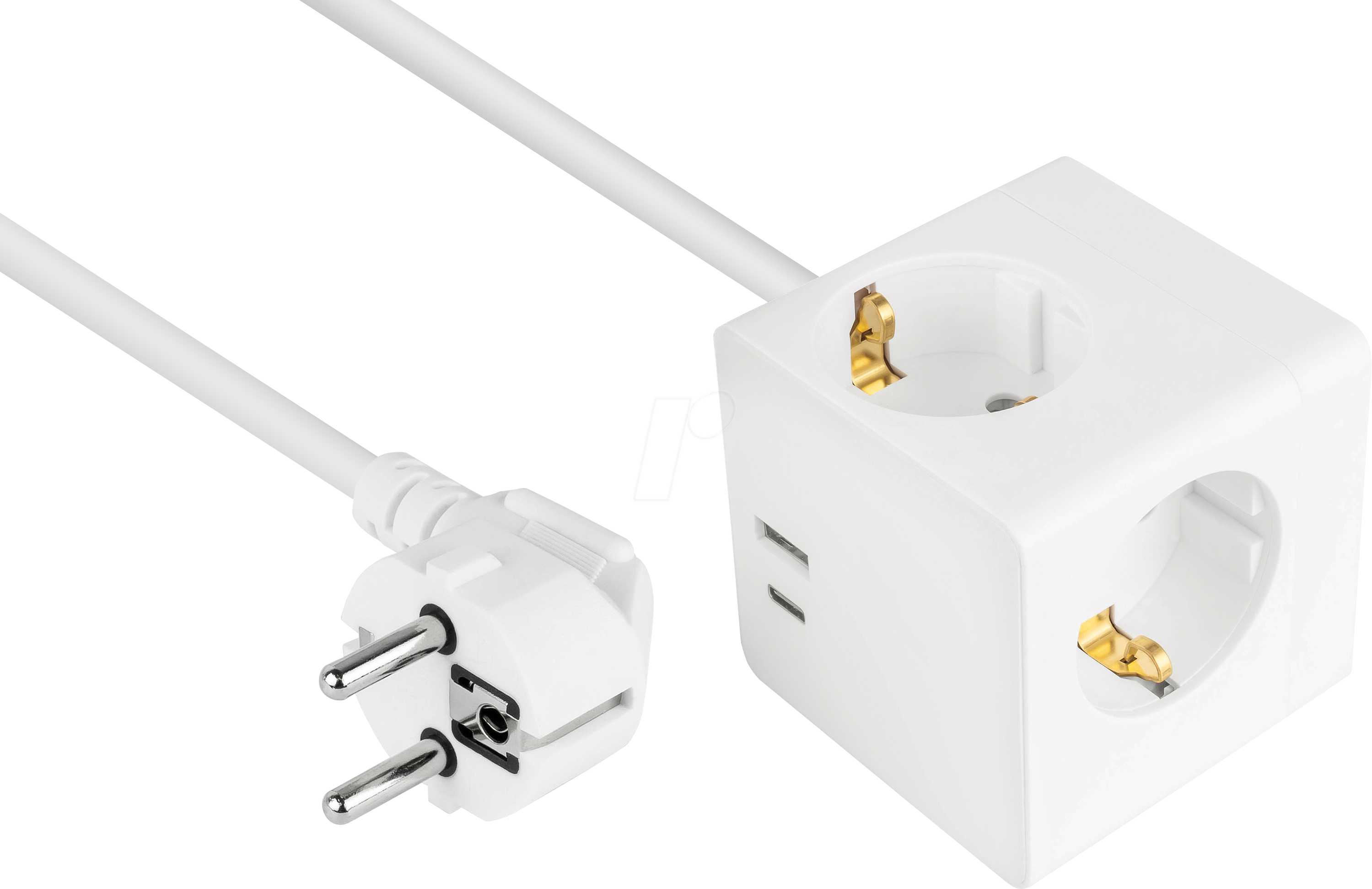 KABELMEISTER Steckdosenwürfel, 3-fach, 5 m, 1x USB, 1x USB-A, weiß | Gerätezuleitungen günstig kaufen