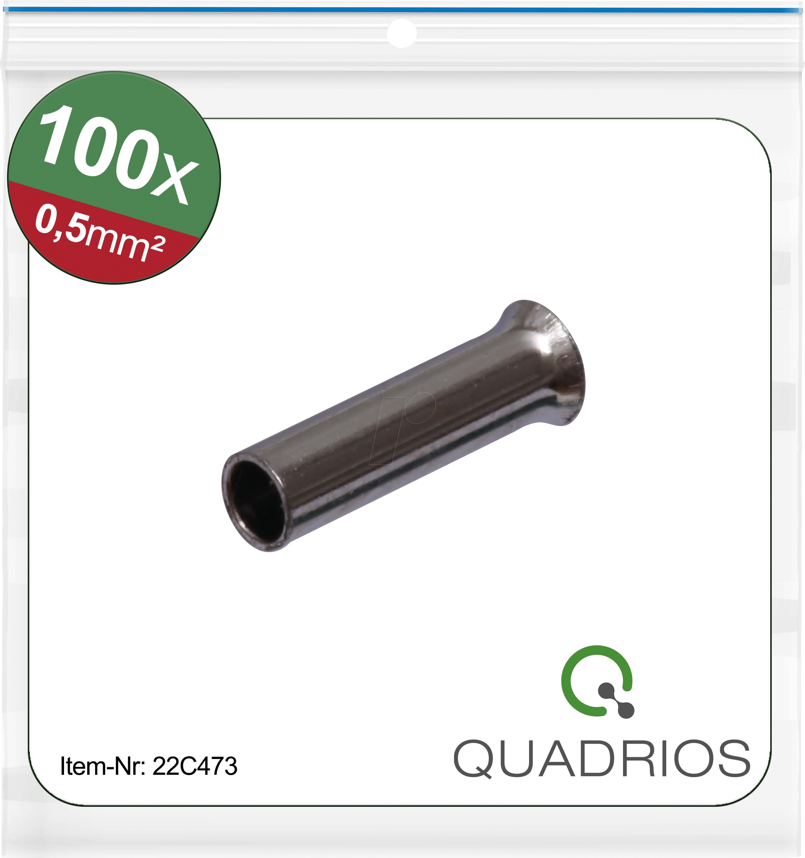 QUAD 22C473 - Aderendhülsen, unisoliert,  100 Stück,  0,5 mm²