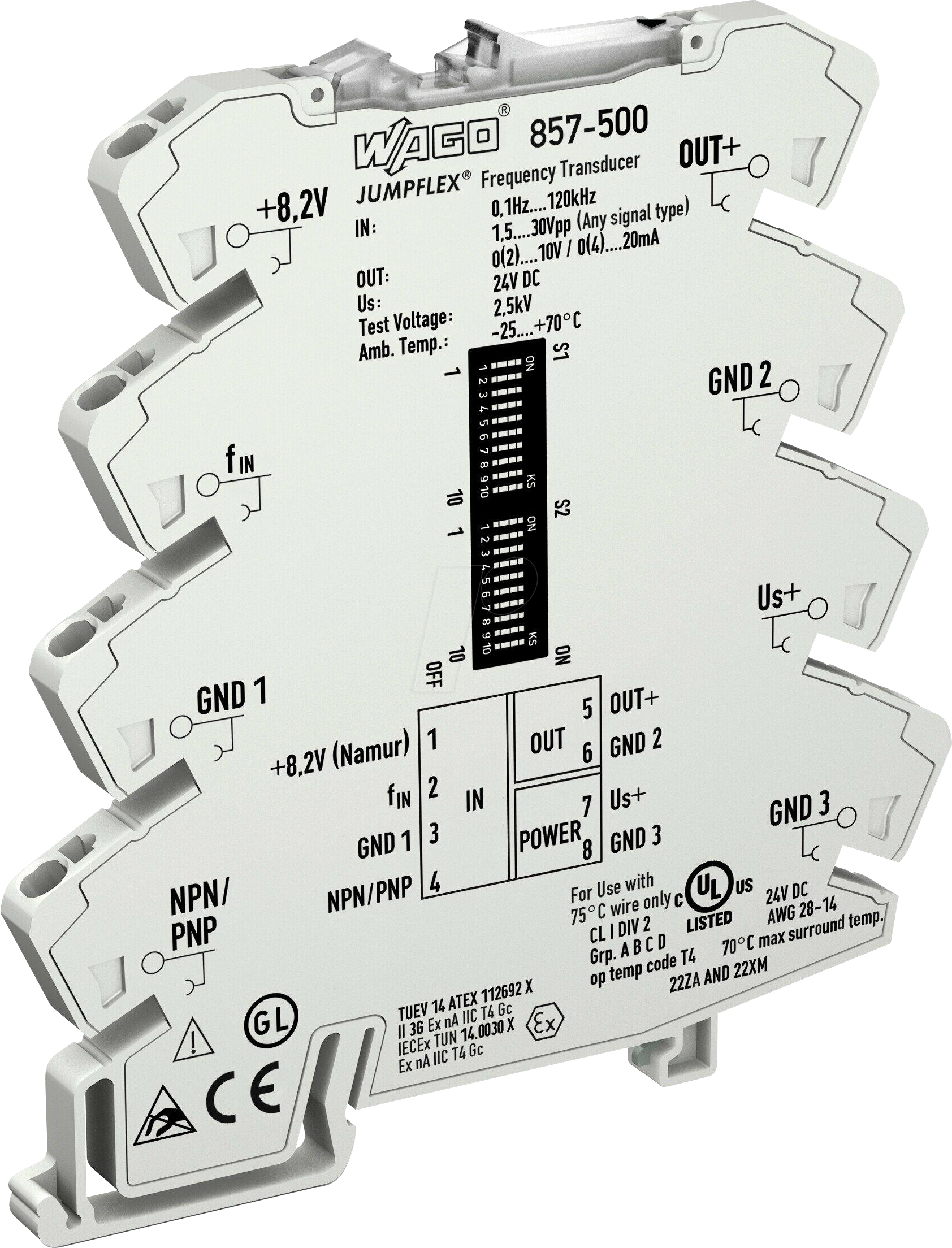 WAGO 857-500 - Frequenzmessumformer,Strom-/Spannungsausgang