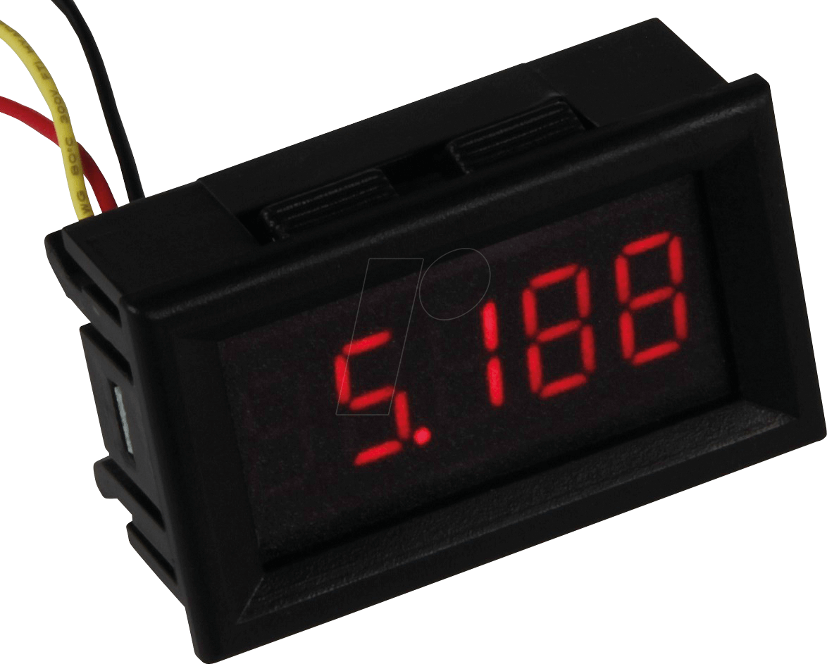 12V Round Digital Voltmeter, Black 3-Digit Red LED Display For Car, Marine, RV, And Audio Video Setup