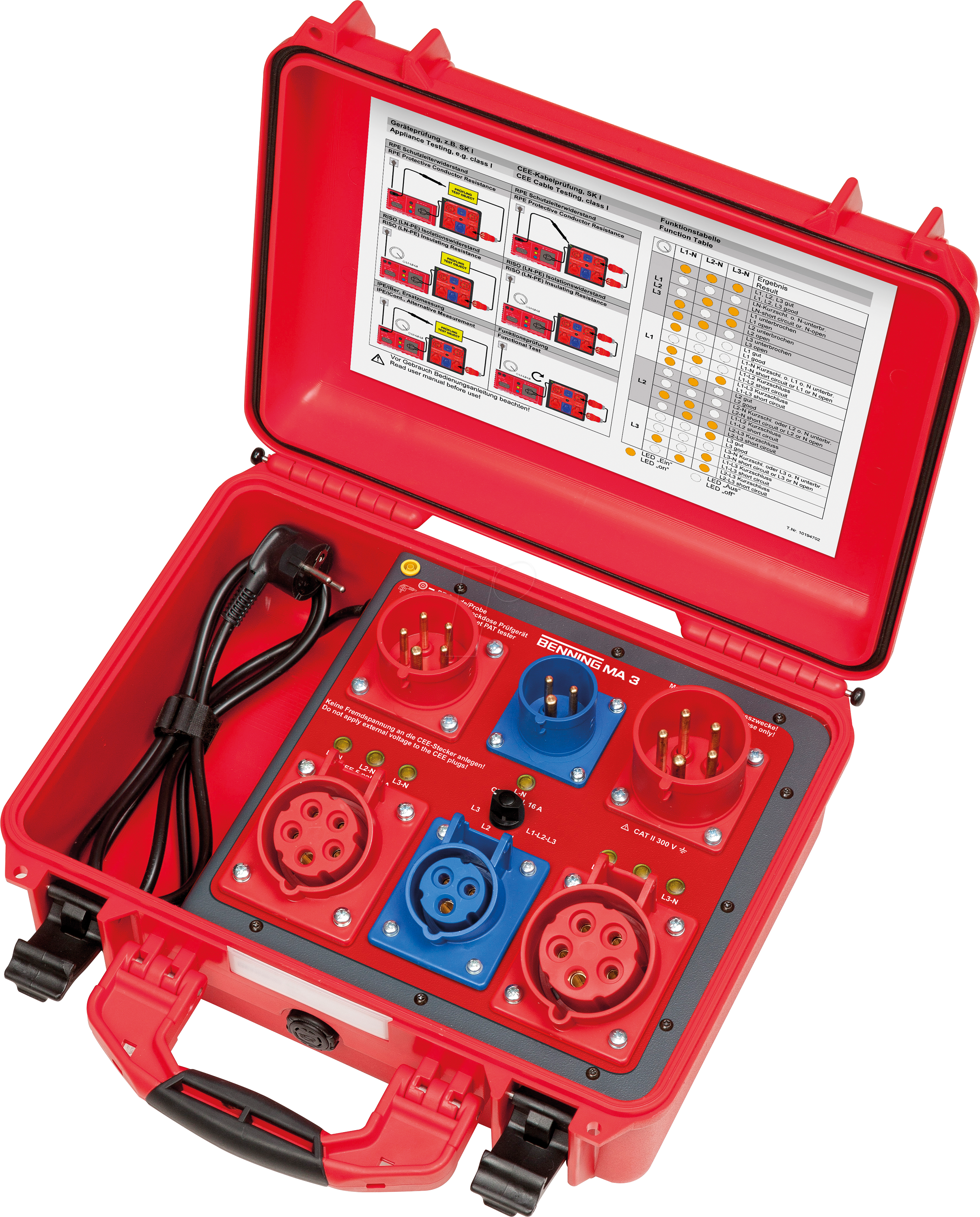 BENNING MA 3 - Messadapter für Gerätetester, Prüfkoffer, CEE 16 A / 32 A