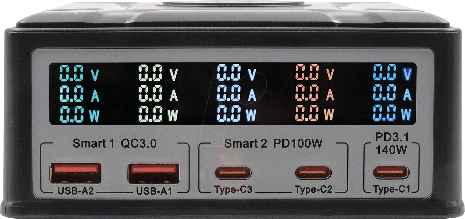 4718359011078 - EX-1107 - Multiport High Power Charger mit QI 15W und USB-C PD mit max 26