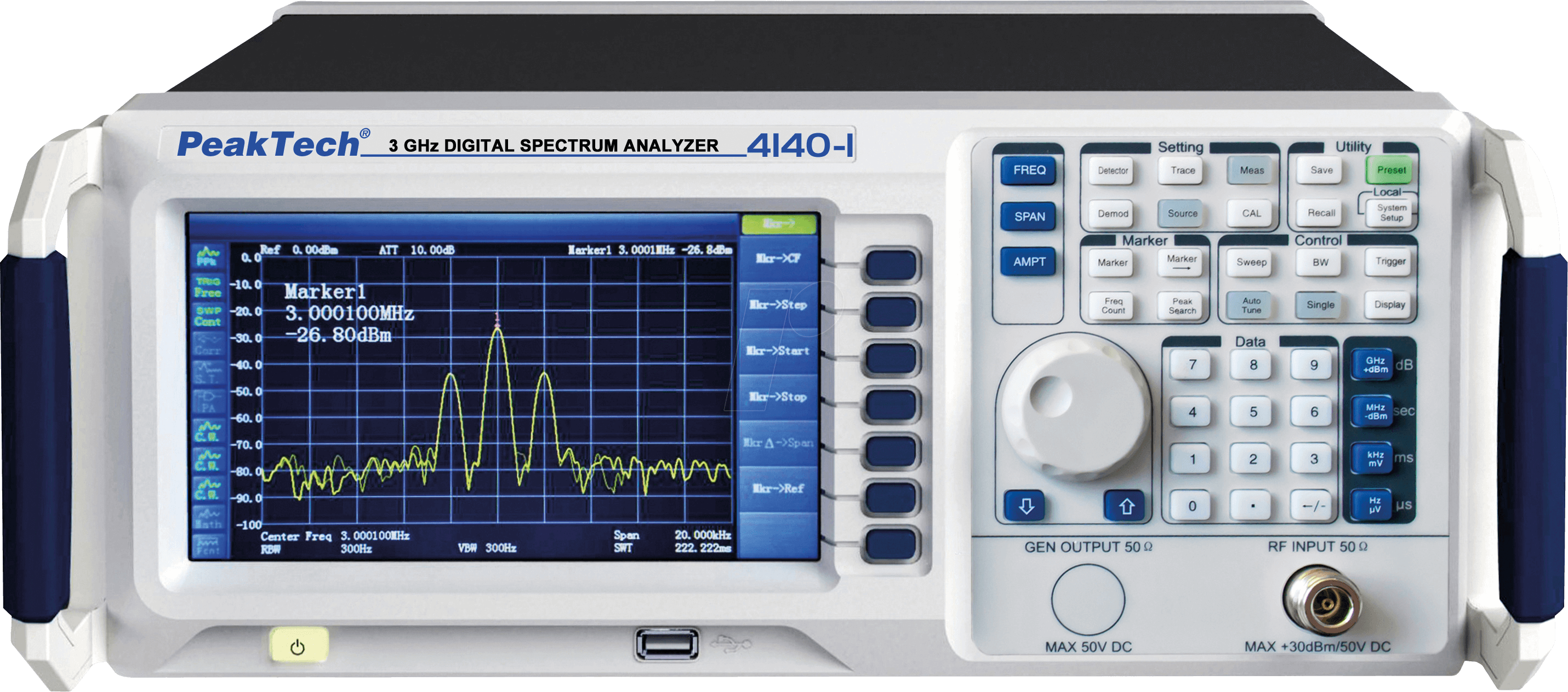 Analizzatore di spettro, da 9 kHz a 3000 MHz, LAN, USB