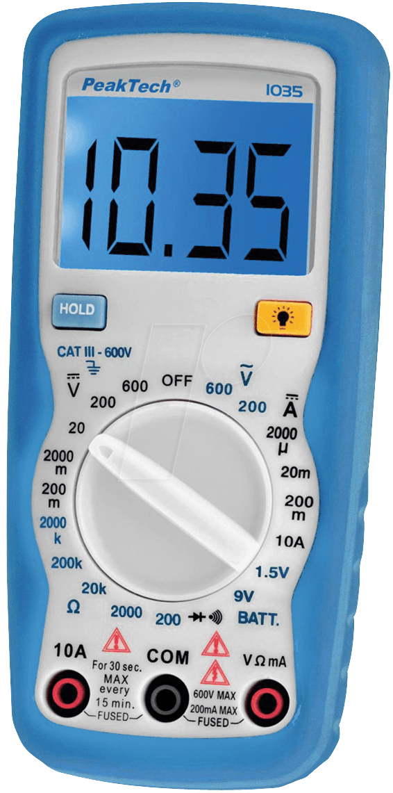 4250569400094 - Peaktech Tragbares Multimeter 1035 Stromversorgung Batterie Test Typ Spannung Strom Widerstand